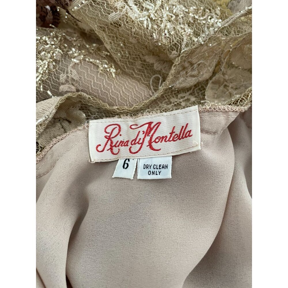 Vintage Rina Di Montella Sheer Lace Dress With Embroidered Floral Sequins Size 6 - Picture 4 of 16